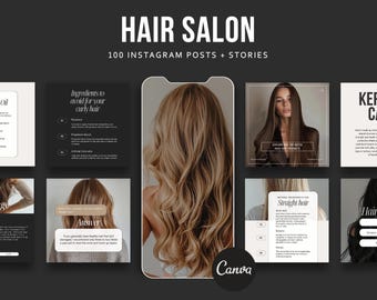 100 Hairstylist Salon Template | Hairdresser Instagram Templates | Hair Social Media Post | Hairdresser Canva |  Aesthetic Templates Canva