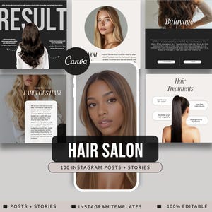 100 Luxury Hair Templates | Hairstylist Hairdresser Posts | Instagram Template Hair Business | Hair Salon Posts Instagram Templates
