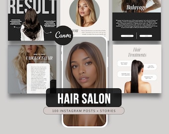 100 Luxury Hair Templates | Hairstylist Hairdresser Posts | Instagram Template Hair Business | Hair Salon Posts Instagram Templates