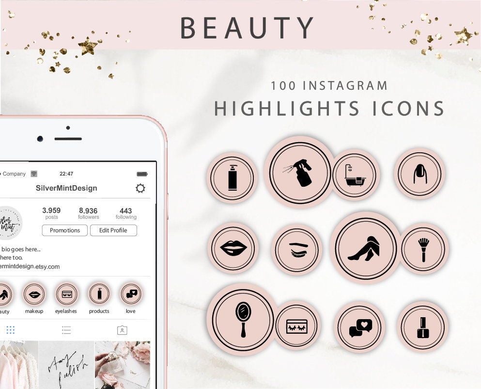Instagram Beauty Story Post 100 instagram Highlight Covers | Etsy