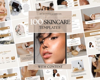 100 SKINCARE Esthetician POSTS for instagram, Luxury Esthetician Ig Beauty Content, Editable Canva Template For Beauty Blogger, Influencers