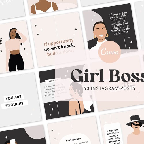 Boss Babe Quotes Instagram Editable Posts Pink Girl Boss Etsy Canada