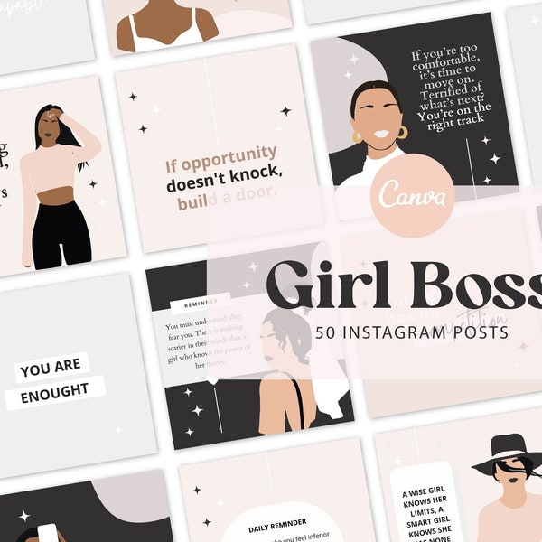 Girl Boss instagram post, Boss Babe Quotes, Girl Boss Quotes, Women Empowerment, Posts for Girl Bosses, Boss Babe Template,  Boss Instagram