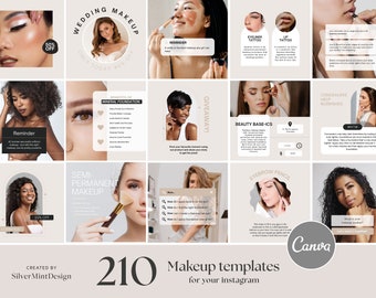 210 Makeup instagram template Makeup artist post, beauty mua canva instagram templates, skincare esthetician template posts, beauty bundle