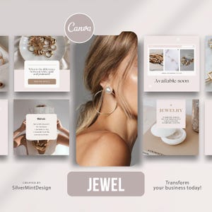 100 JEWELRY Branding INSTAGRAM Post TEMPLATE – Digital Download Jewelry Canva Bundle And Branding Kit