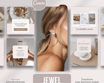 100 JEWELRY Branding INSTAGRAM Post TEMPLATE – Digital Download Jewelry Canva Bundle And Branding Kit