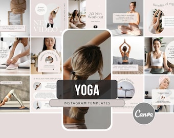 YOGA INSTAGRAM TEMPLATE Bundle, Meditation Wellness Ig Social Media Content, Customizable Canva Post For Yoga Enthusiasts, Fitness Coach