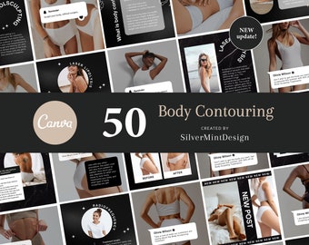 BODY CONTOURING POSTS - Sculpting Ig Post Template, Esthetician Template Social Media Content, Body Treatments Med Spa Templates