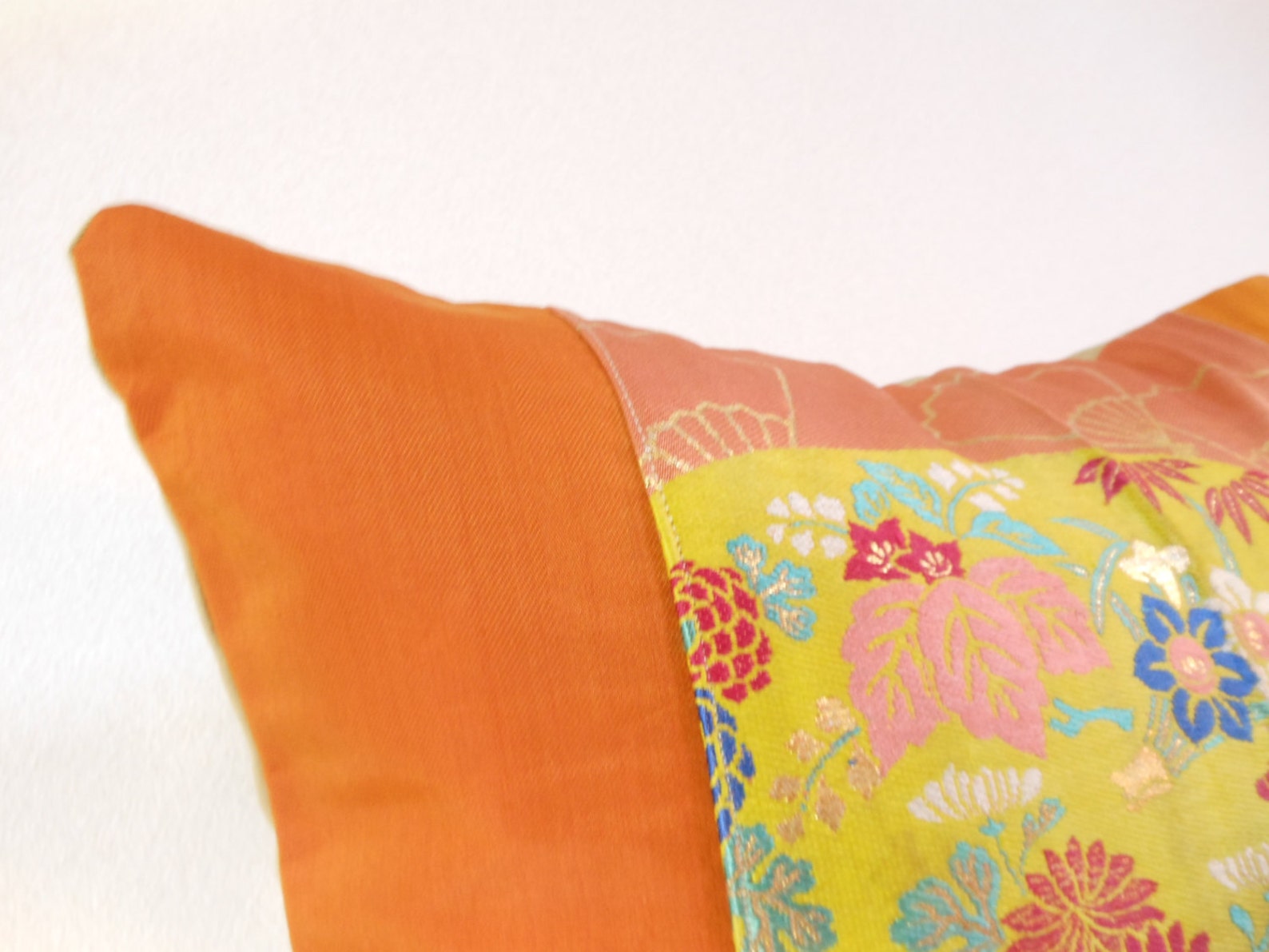 Japanese Silk Kimono Obi Pillow 507 decorative pillow 18x18 ,accent