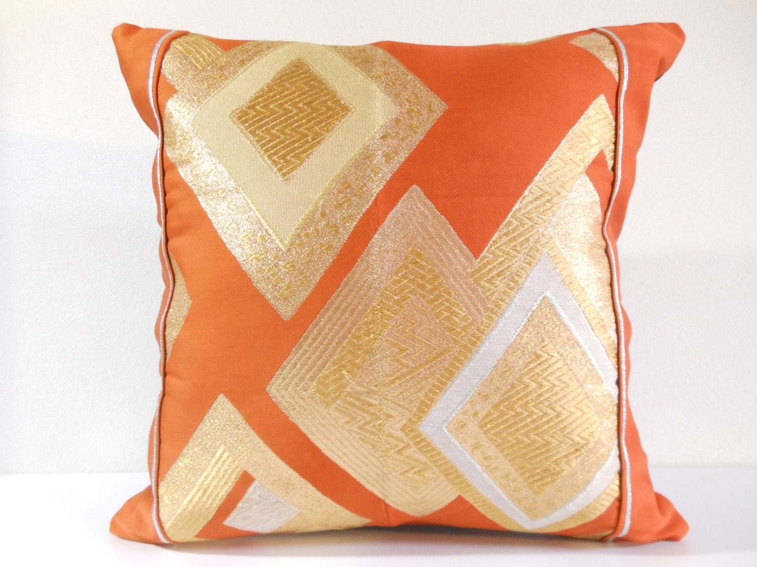 Japanese Silk Kimono Obi Pillow 389 Decorative Pillow 16x16 ,accent