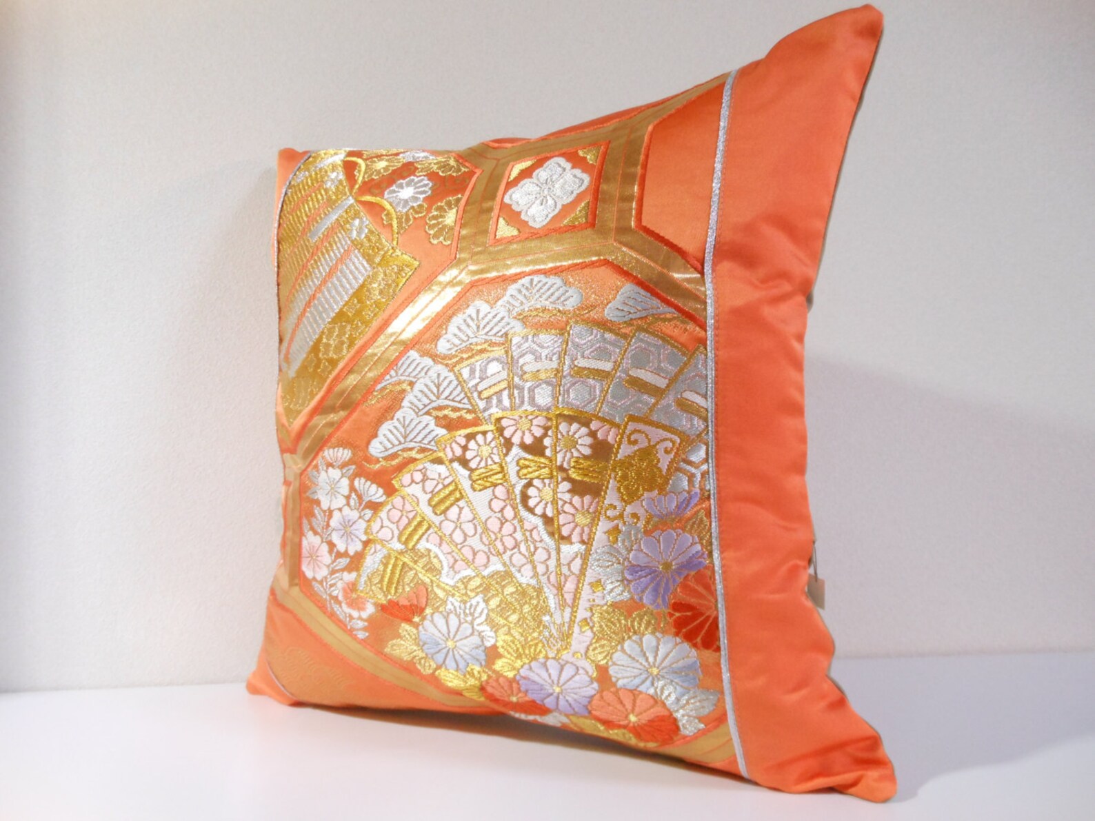 Japanese Silk Kimono Obi Pillow 424 Decorative Pillow 18x18 ,accent