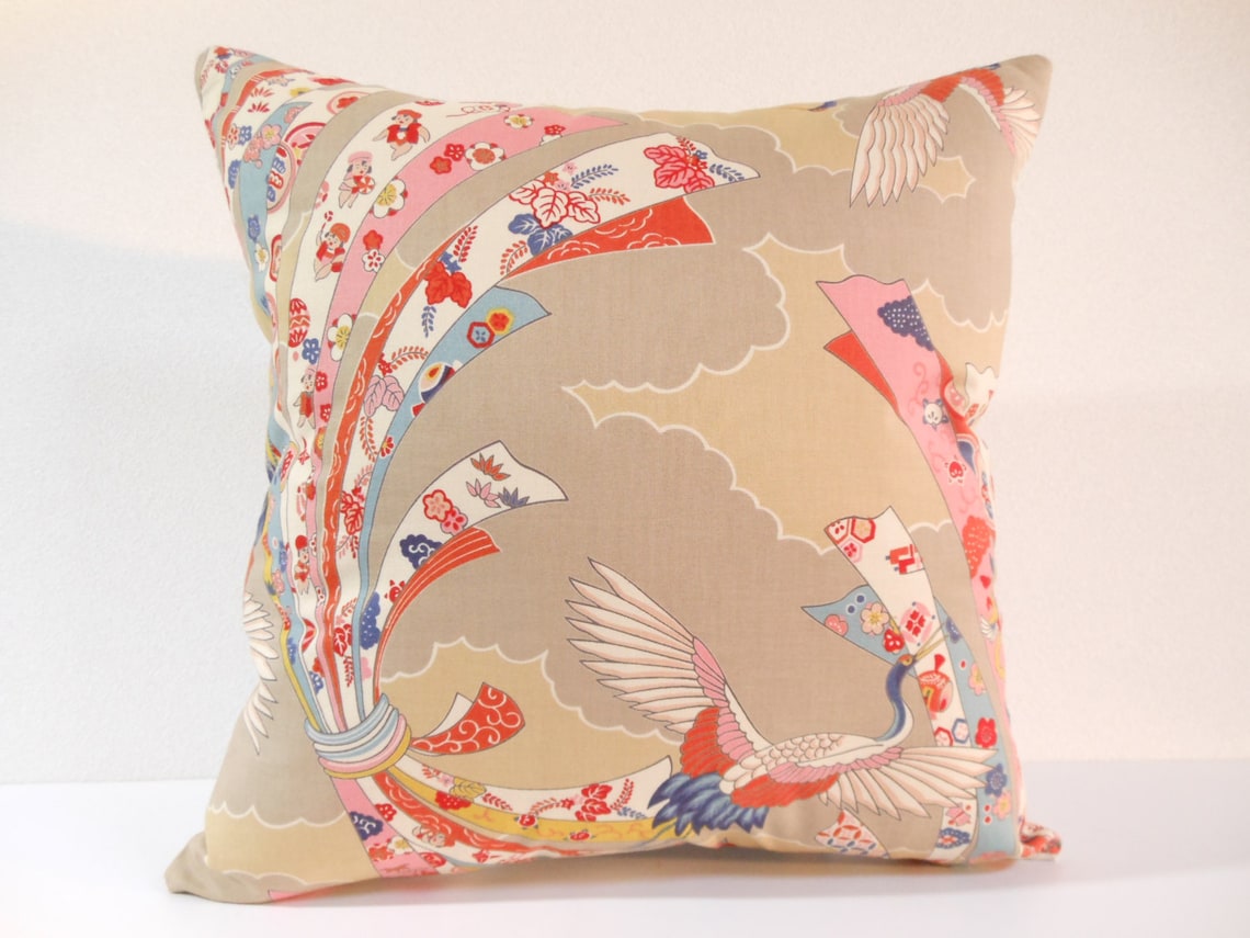 Japanese Fabric Pillow 112 Decorative Pillow 16x16 ,accent Pillows