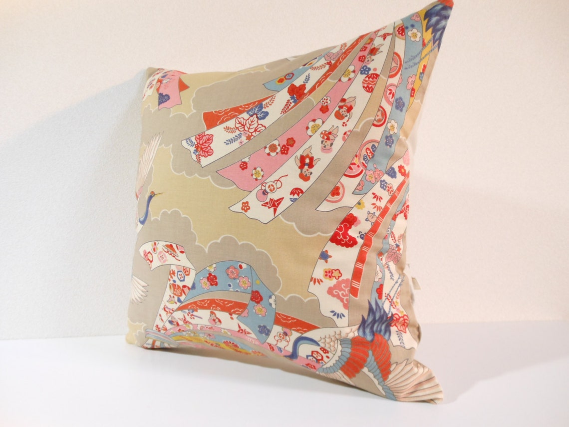 Japanese Fabric Pillow 113 Decorative Pillow 16x16 ,accent Pillows