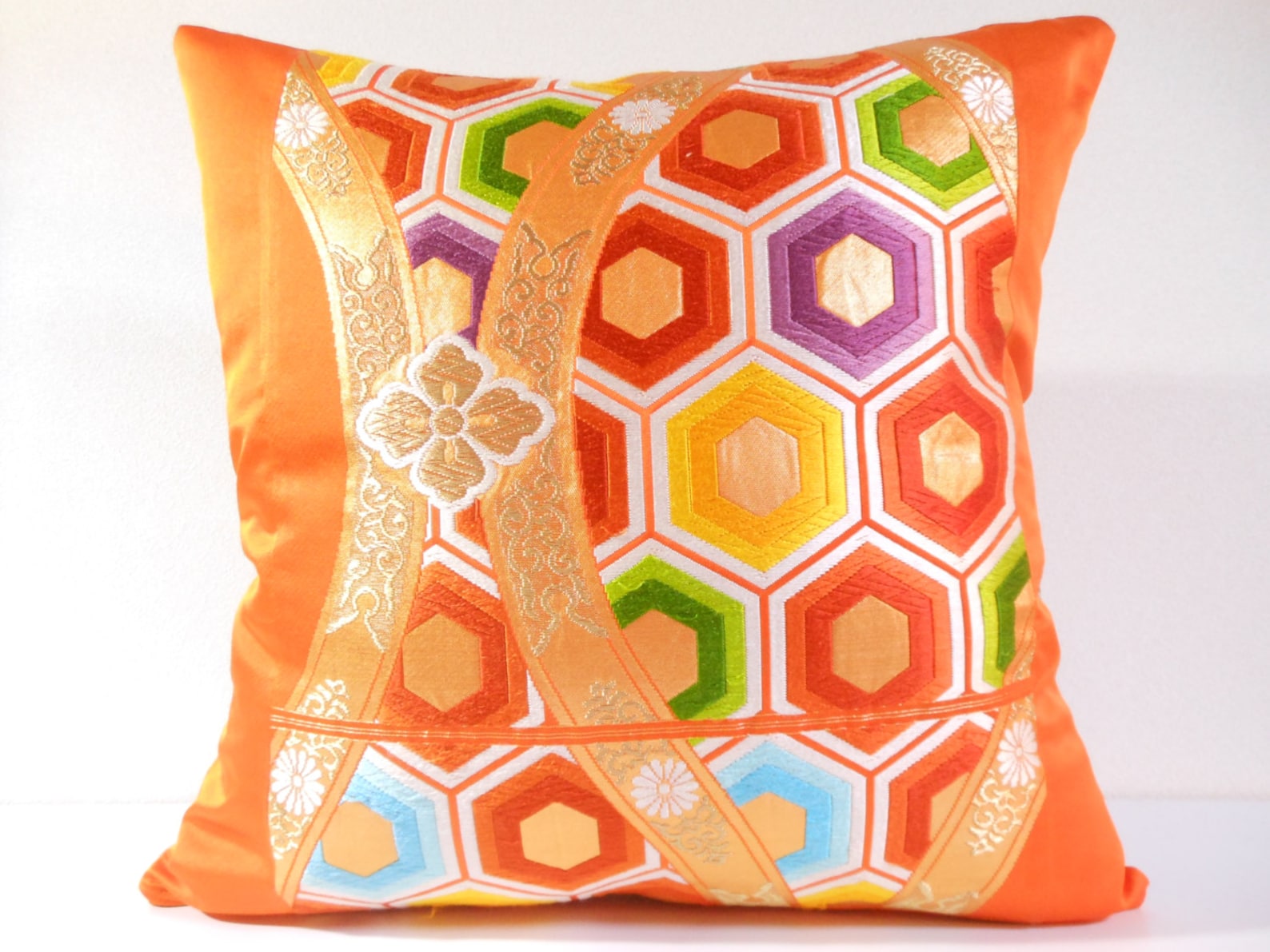 Japanese Silk Kimono Obi Pillow 488 Decorative Pillow Etsy