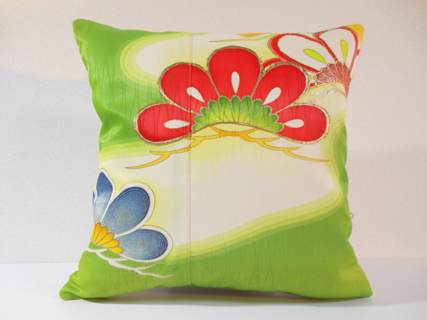 Japanese Kimono Pillow 158 Decorative Pillow 16x16 ,accent Pillows