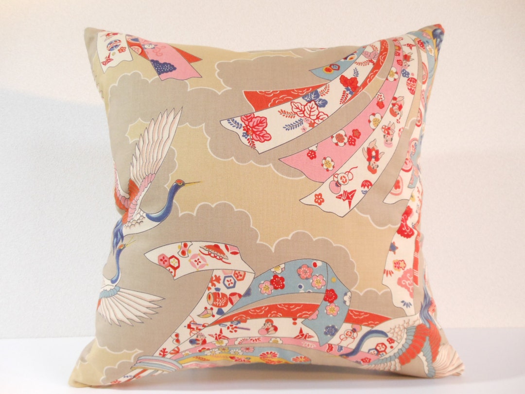 Japanese Fabric Pillow 113 Decorative Pillow 16x16 ,accent Pillows