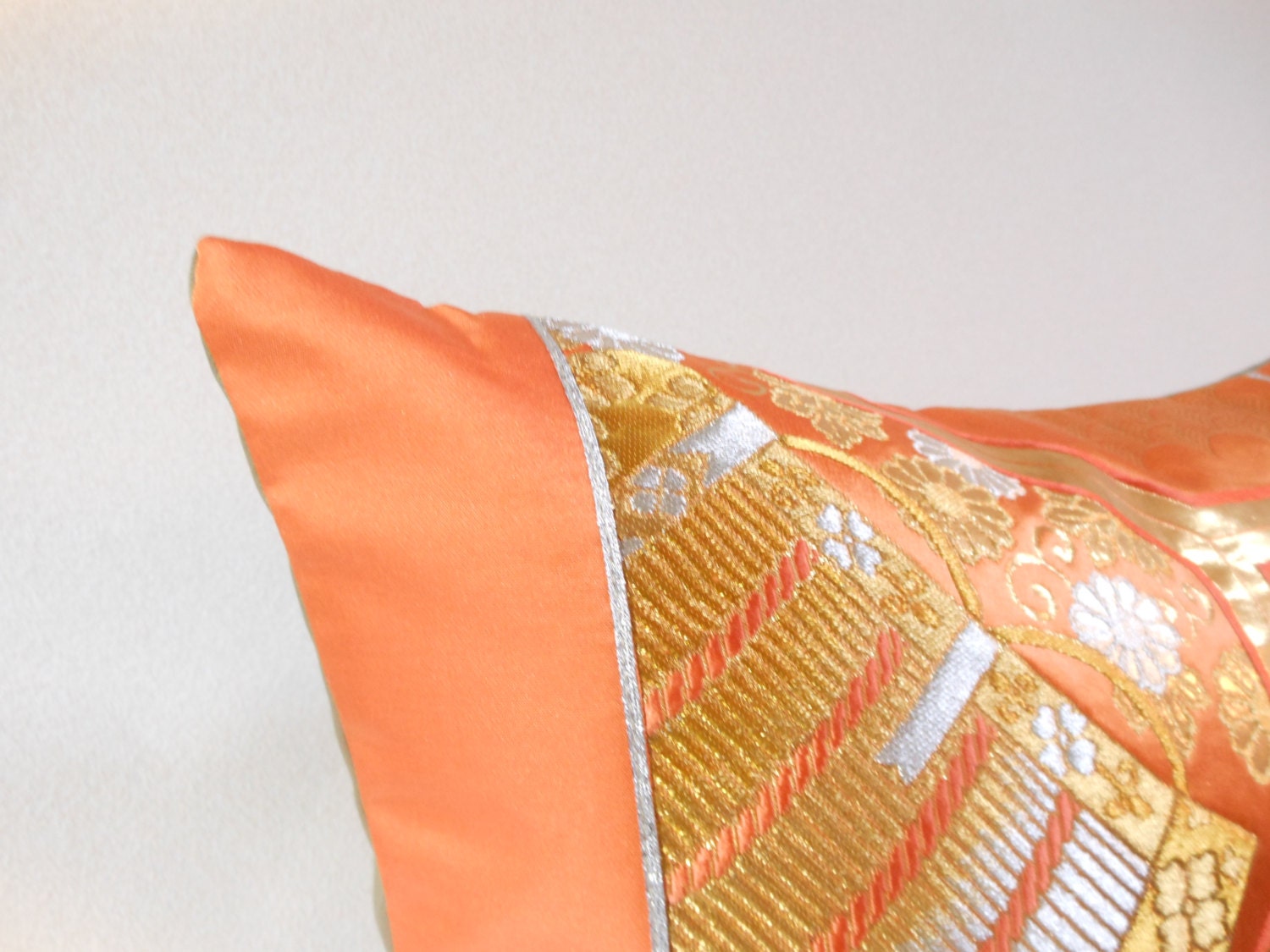 Japanese Silk Kimono Obi Pillow 424 Decorative Pillow 18x18 ,accent