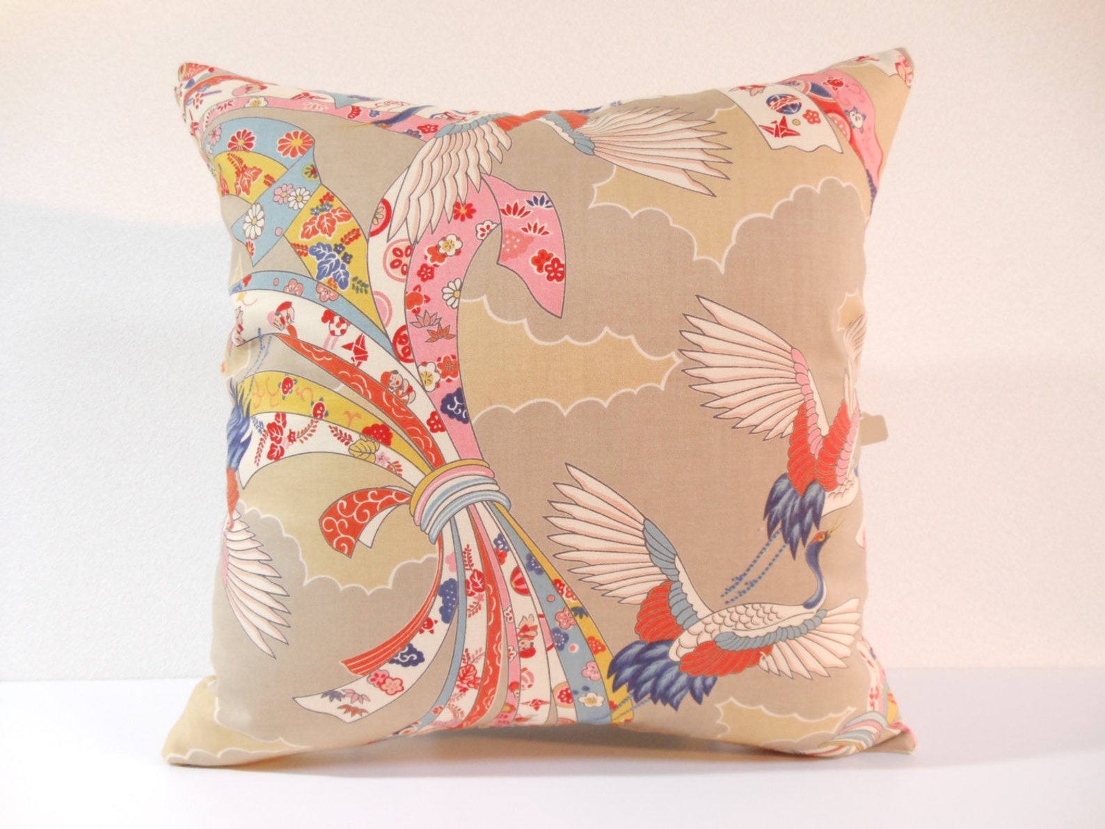 Japanese Fabric Pillow 116 Decorative Pillow 16x16 ,accent Pillows