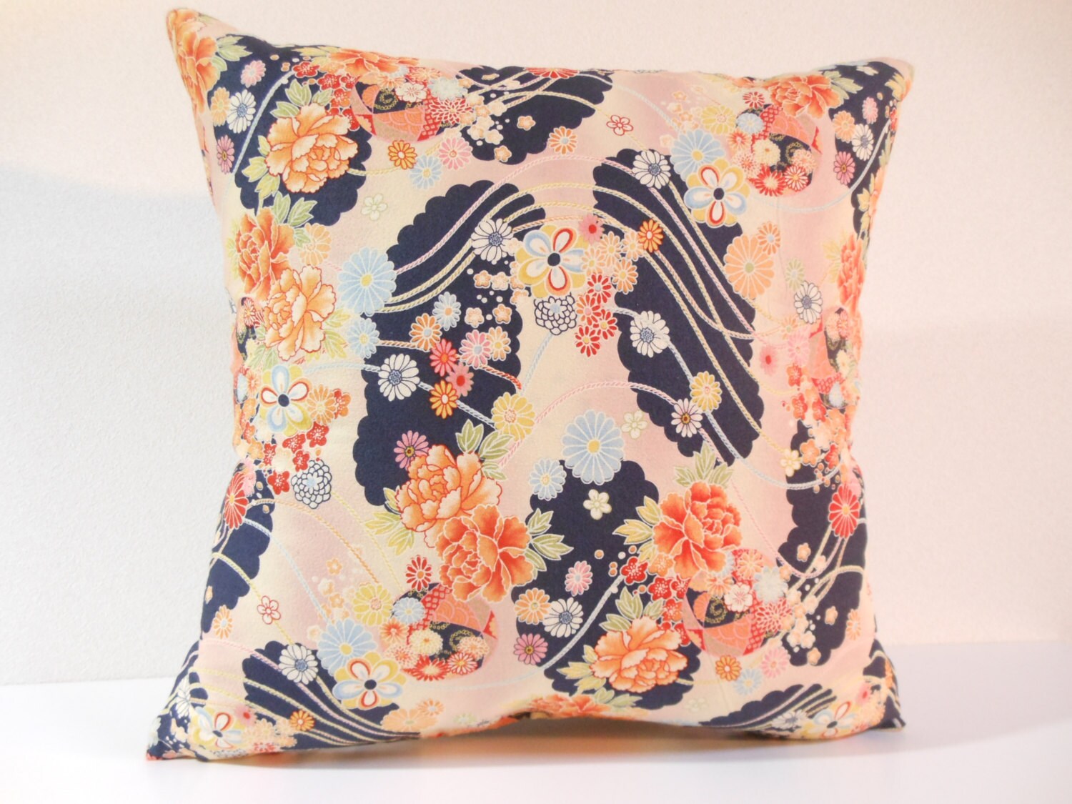 Japanese Fabric Pillow 014 Decorative Pillow 16x16 ,accent Pillows