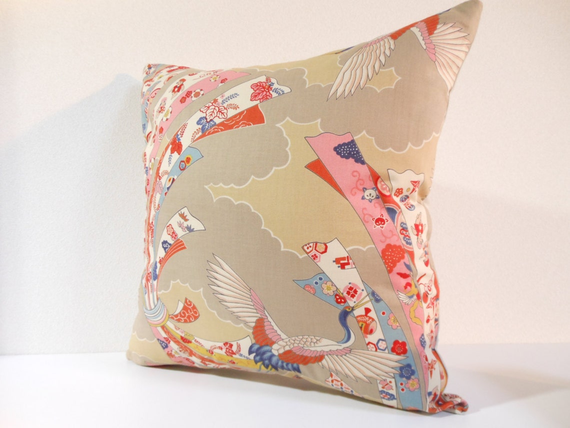 Japanese Fabric Pillow 112 Decorative Pillow 16x16 ,accent Pillows