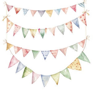 11 Party Girlanden l Pastellfarbene Girlanden l JPG Digital Download l Druckbare Aquarell Clipart l Junk Journal l Papiermodell