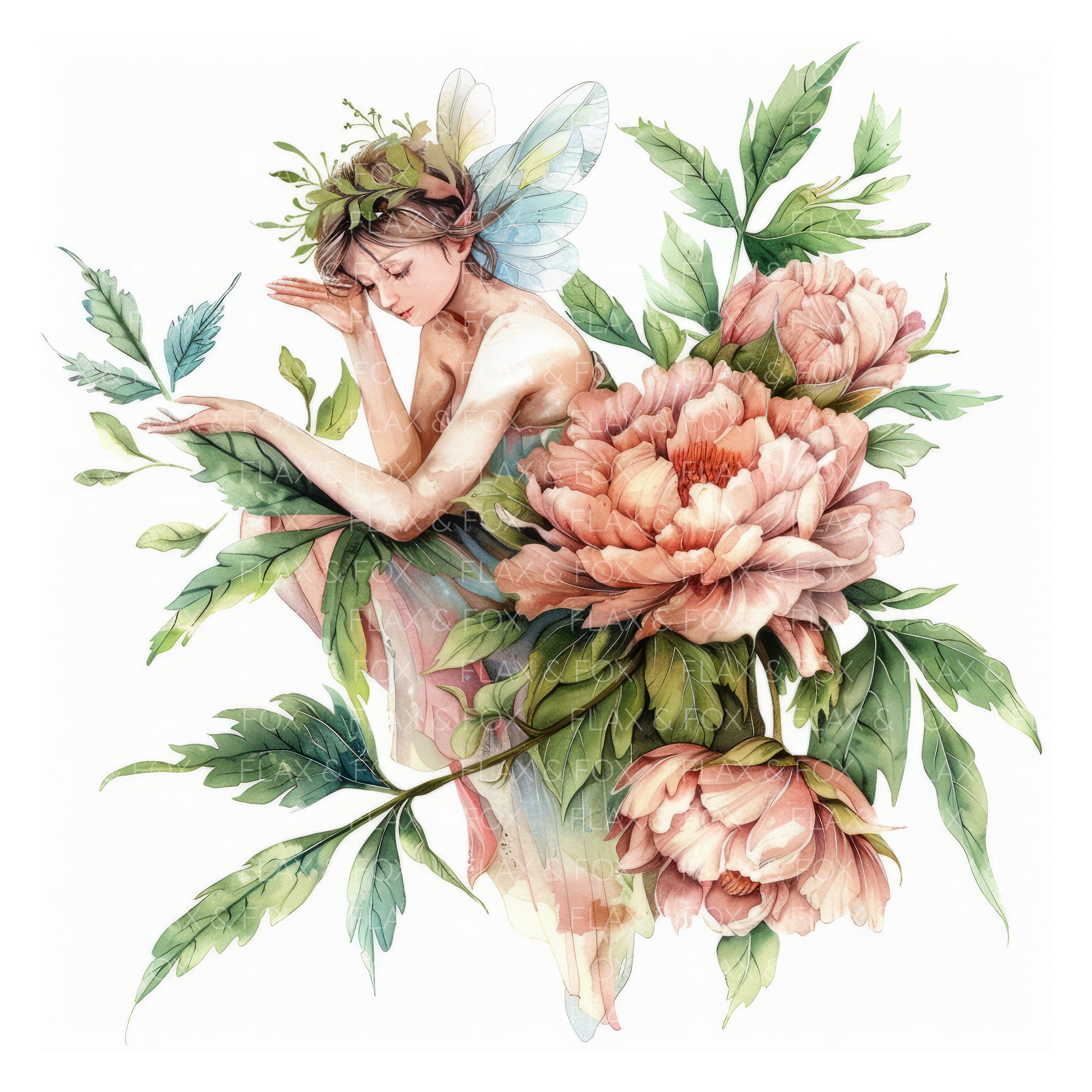 10 種類の花の妖精のクリップアート l 森の魔法の妖精 l JPG デジタル