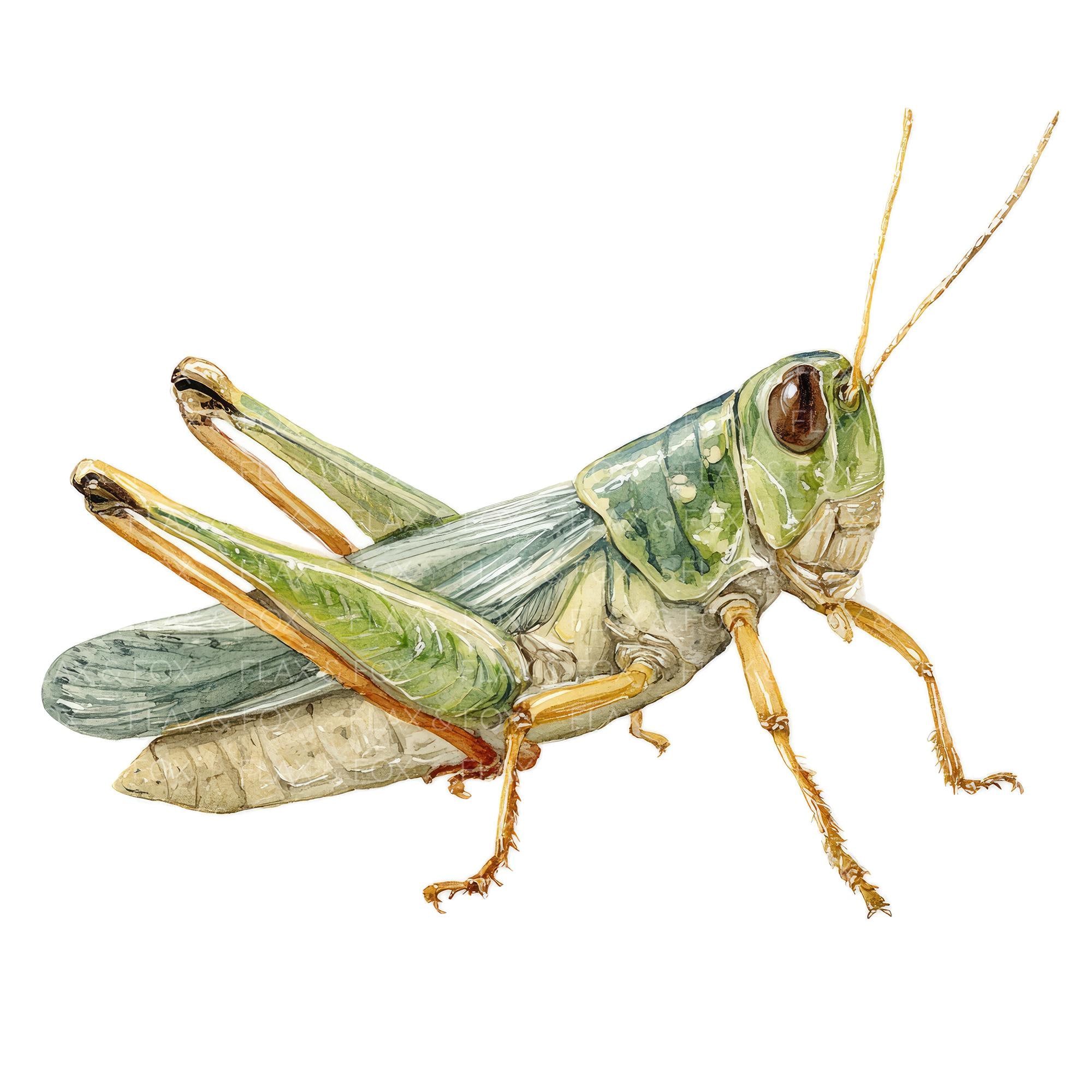 15 Grasshopper Clipart L Watercolor Beetle L JPG Digital Download