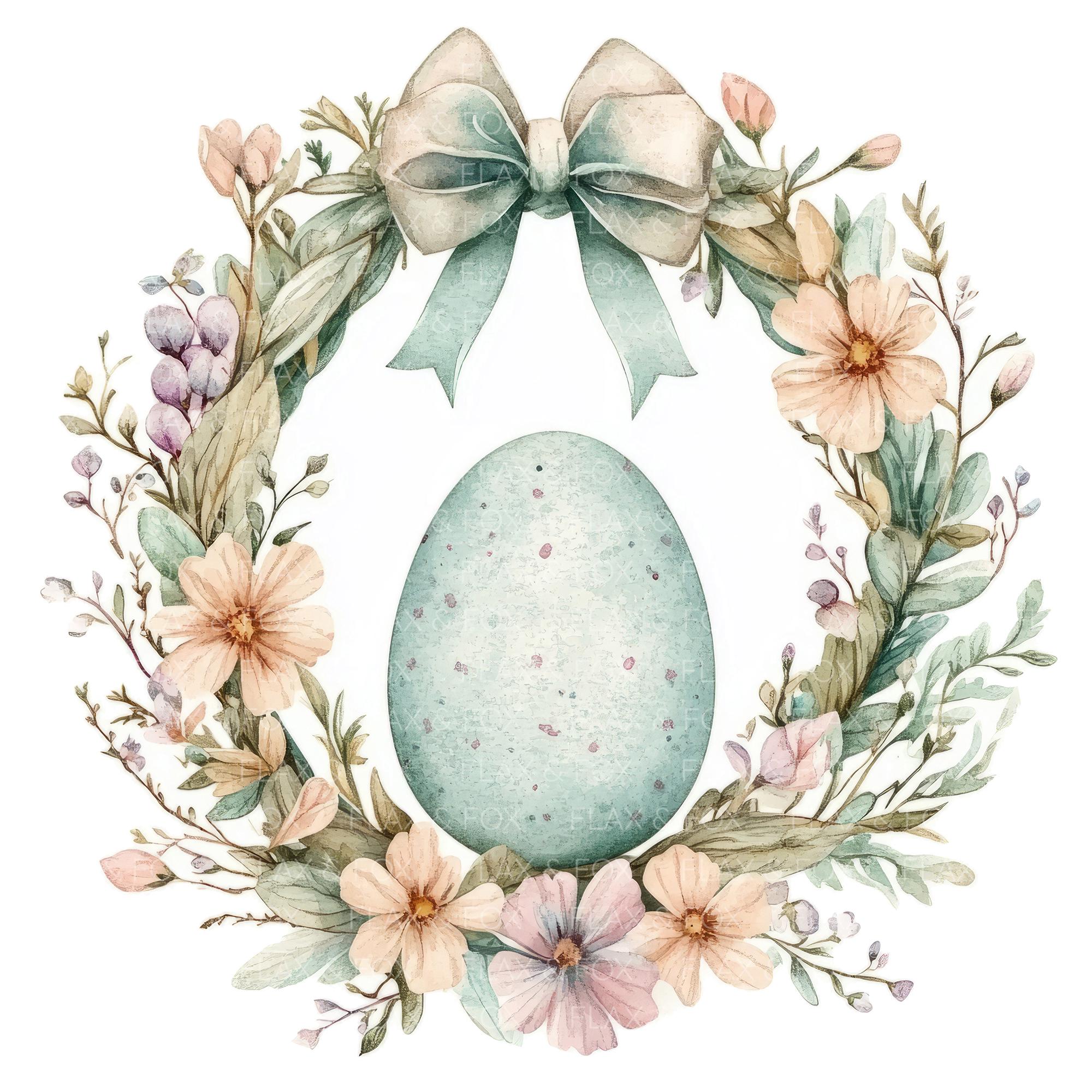 21 Floral Easter Egg Clipart L Floral Wreath Egg L JPG Digital Download ...