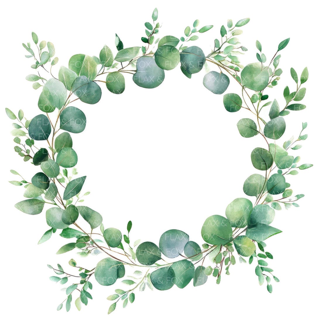 12 Eucalyptus Wreath Clipart L Greenery Leaves Decor L JPG Digital ...