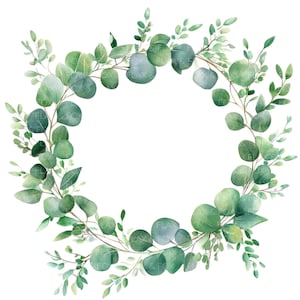 12 eucalyptuskrans clipart l groen bladeren decor l jpg digitale download l afdrukbare aquarel clipart l junk Journal l Paper Craft