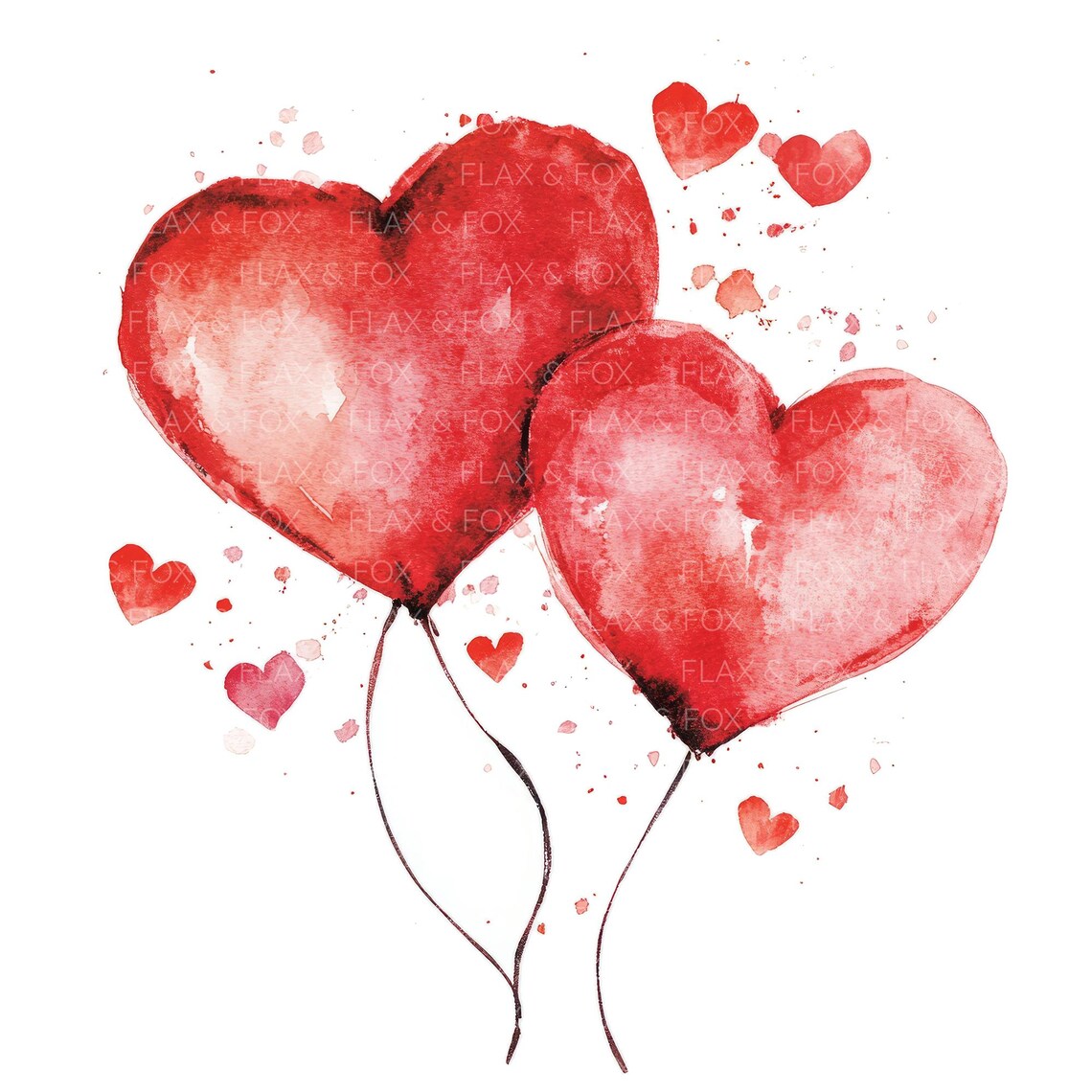 10 Heart Balloons Clipart L Valentine's Day Card Decor L Love L JPG ...