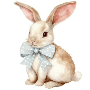 12 süßes Häschen Clipart l süßes Baby Häschen l JPG Digital Download l Druckbare Aquarell Clipart l Junk Journal l Papiermodell