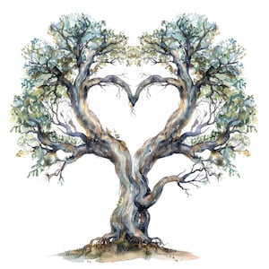 10 Árvore do Amor Clipart l Coração de Árvore Mágica l Download Digital JPG l Clipart de Aquarela para Impressão l Diário de Lixo l Artesanato em Papel