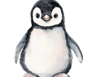 12 Cute Little Penguin Clipart l Baby Penguin l JPG Digital Download l Printable Watercolor Clipart l Junk Journal l Paper Craft