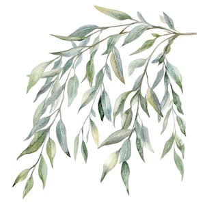 22 wilgentakjes clipart l groen bladeren decor l jpg digitale download l afdrukbare aquarel clipart l junk Journal l Paper Craft