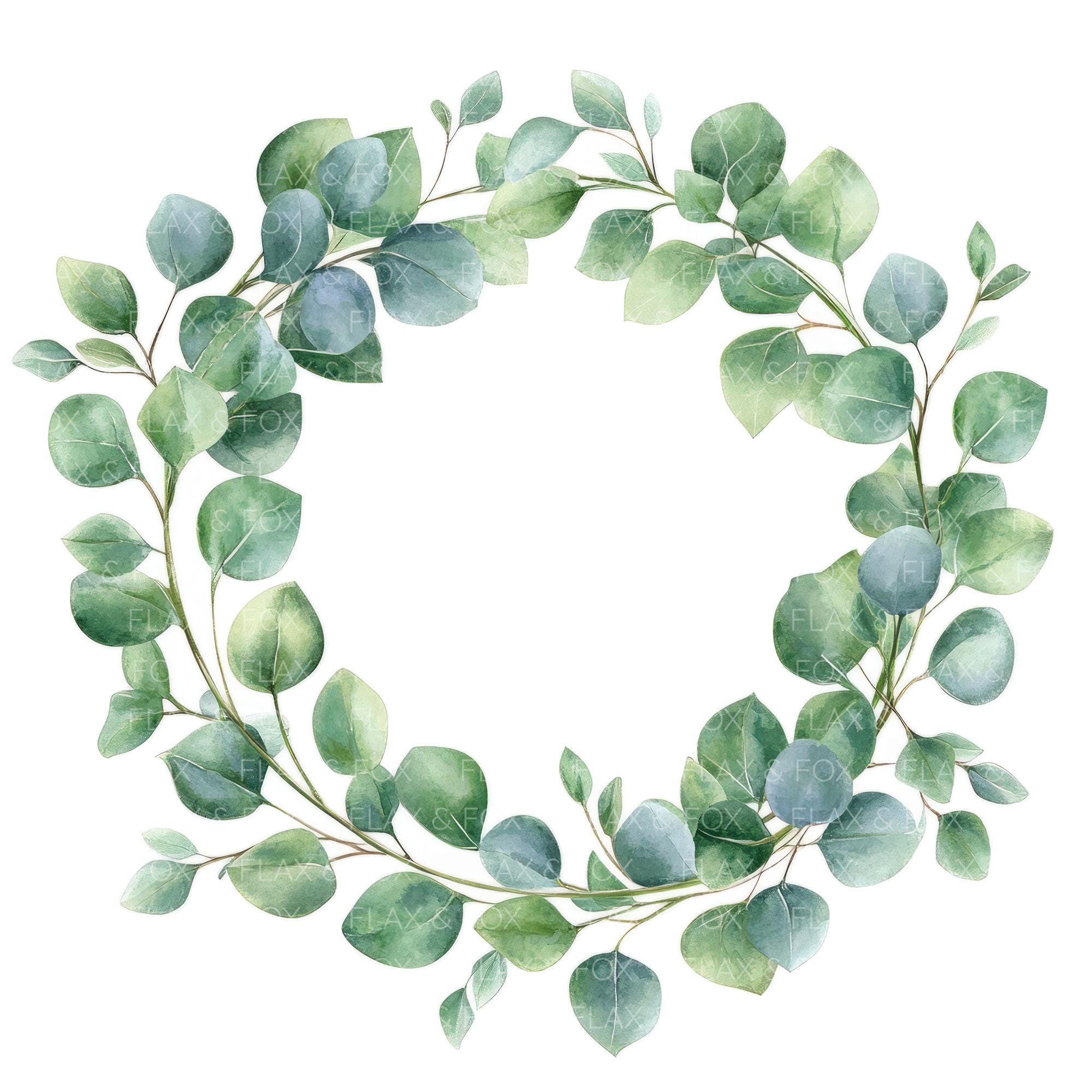 12 Eucalyptus Wreath Clipart L Greenery Leaves Decor L JPG Digital ...