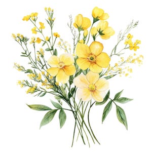12 clipart de buquê de flores amarelas l flores da primavera l download digital em JPG l clipart de aquarela para impressão l diário de lixo l artesanato em papel