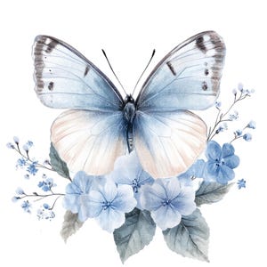 10 Blaue Schmetterling Cliparts l Boho Schmetterling l JPG Digital Download l Druckbare Aquarell Clipart l Junk Journal l Papiermodell
