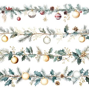 20 Weihnachtsgirlanden Dekor Cliparts l Weihnachtsrand l JPG Digitaler Download l Druckbare Aquarell Clipart l Junk Journal l Papiermodell