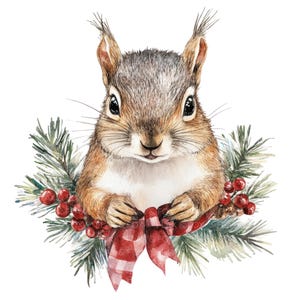 12 cliparts carte de Noël animaux des bois l hiver Noël décoration l téléchargement numérique JPG l Clipart aquarelle imprimable