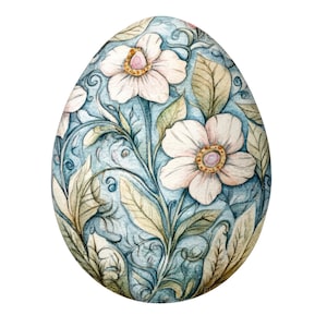 16 huevos de Pascua florales clipart l Huevos con adornos verdes y azules l Descarga digital JPG l Clipart de acuarela imprimible l Diario basura l Manualidades de papel