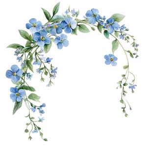 12 Clipart arc ne m'oubliez pas l Fleurs bleues l Téléchargement numérique JPG l Clipart aquarelle imprimable l Journal indésirable l Créations en papier