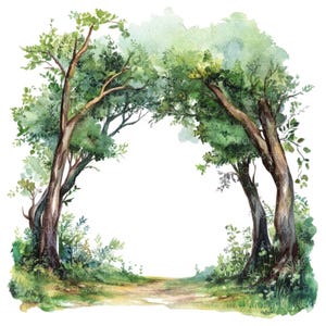 21 Arco de bosque Clipart l Decoración de boda en el bosque l Descarga digital JPG l Clipart de acuarela imprimible