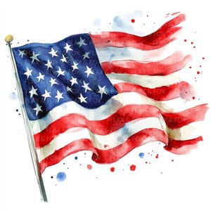 10 Clipart bandiera USA l Bandiera americana l Download digitale JPG l Clipart acquerello stampabile l Diario spazzatura l Lavori di carta