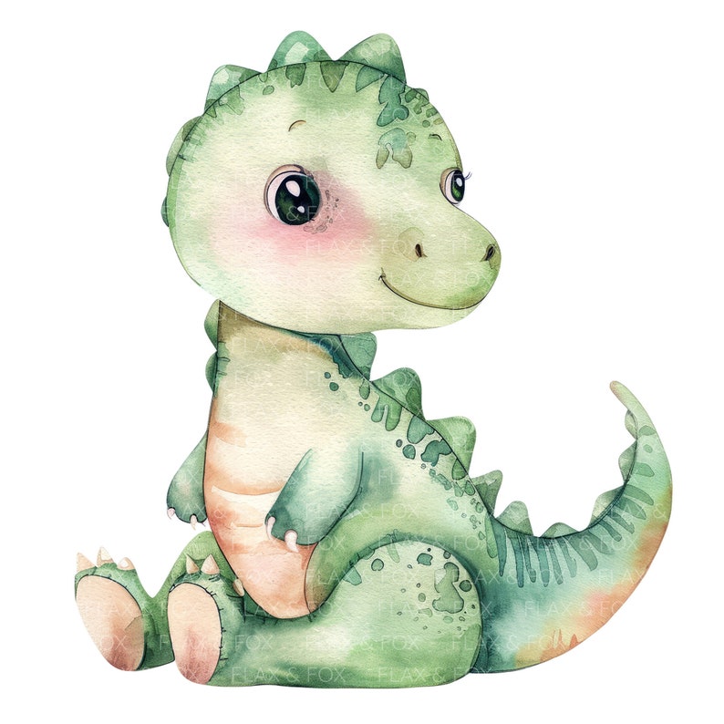 10 Baby Dinosaur Clipart L Cute Cartoon Dino L JPG Digital Download L ...