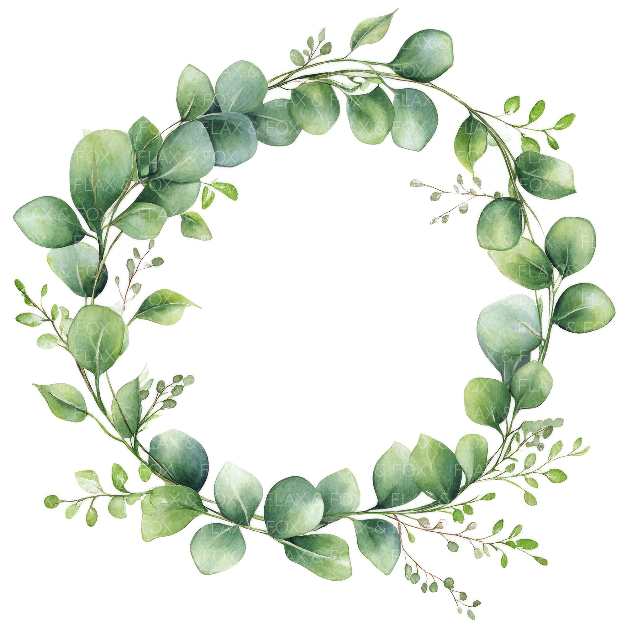 12 Eucalyptus Wreath Clipart L Greenery Leaves Decor L JPG Digital ...