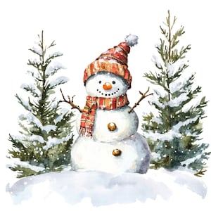 10 sneeuwpop clipart l Kerstkaart decor l JPG digitale download l Afdrukbare aquarel clipart l Junk Journal l Paper Craft