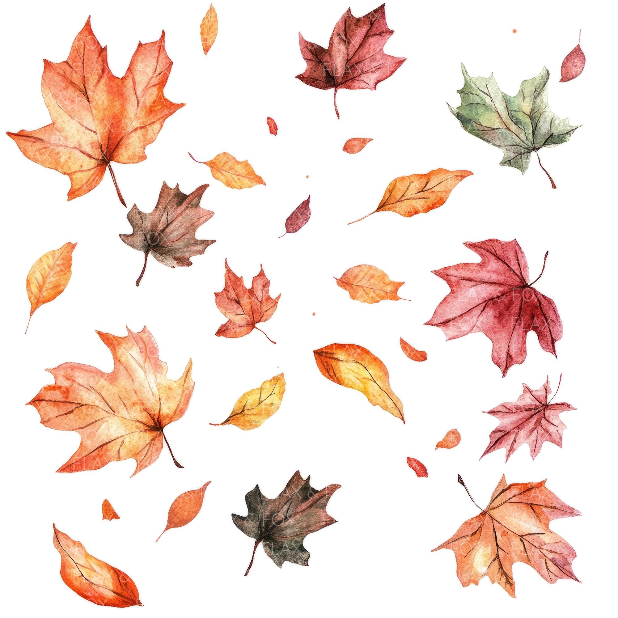 10 Falling Autumn Leaves Clipart L Fall Decor L JPG Digital Download L ...
