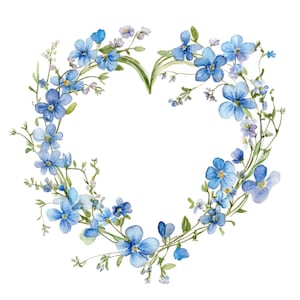 12 Clipart coeur ne m'oubliez pas l Fleurs bleues l Téléchargement numérique JPG l Clipart aquarelle imprimable l Journal indésirable l Créations en papier