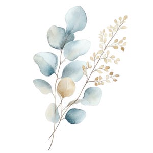 10 blauwe eucalyptus clipart l Botanische bladeren l JPG digitale download l Afdrukbare aquarel clipart l Junk Journal l Paper Craft